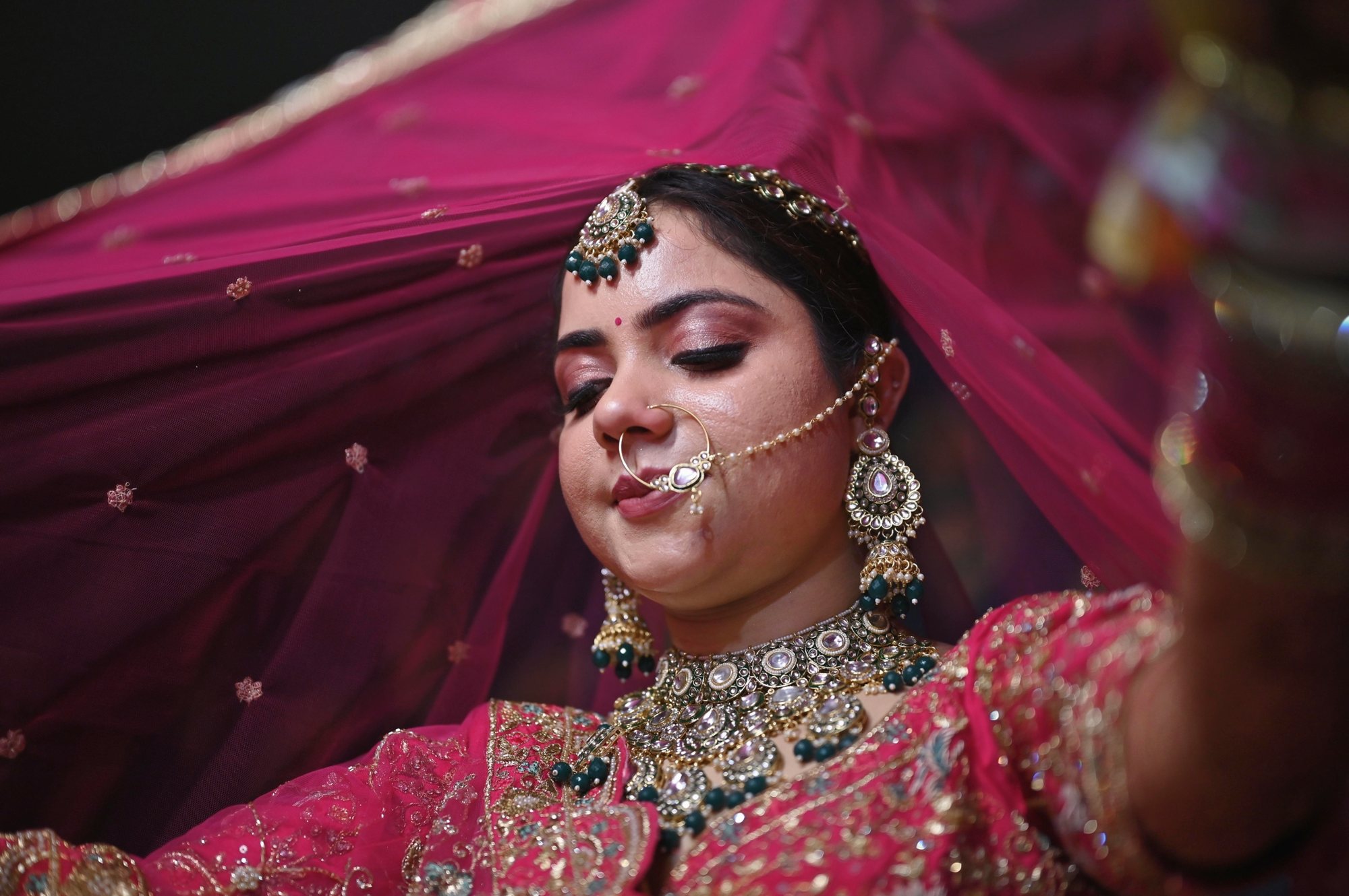 Wedding portrait edited with a Cele-Brat Lightroom AI preset